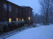 Wetherdown hostel in the snow